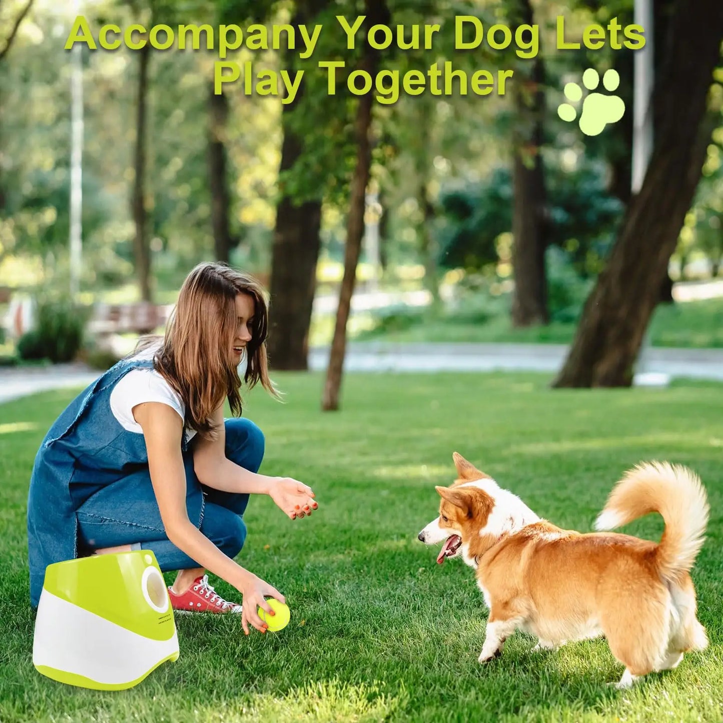 Dog Ball Thrower Launcher Ball Launcher for Dogs with 3Tennis Ball Interacive Dog Toys Fun Indoor Outdoor Adjustable Distance