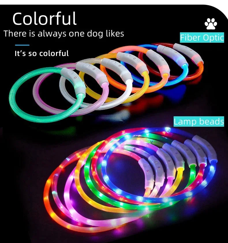 Pet Dog Led Light Collar Luminous Anti-Lost Dog Collar USB Rechargeable Dog Necklace Collar