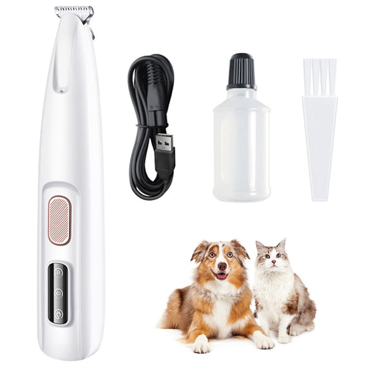 Rechargeable Pet Paw Trimmer with LED Light, Fully Waterproof Dogs Cats Hair Trimmer, Dog Clippers for Grooming